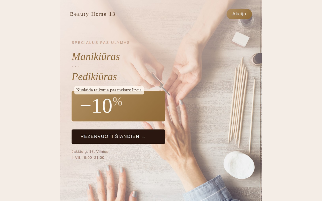 Manikiūro ir pedikiūro akcija −10% pas meistrę Iryną