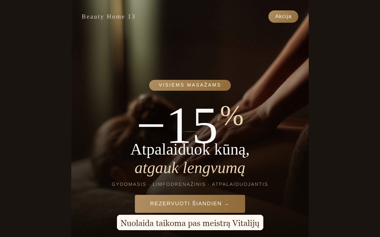 Masažų akcija −15% pas meistrą Vitalijų