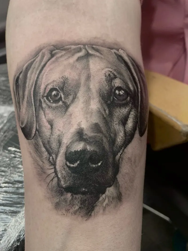Detali Black & Grey tatuiruotė ant rankos